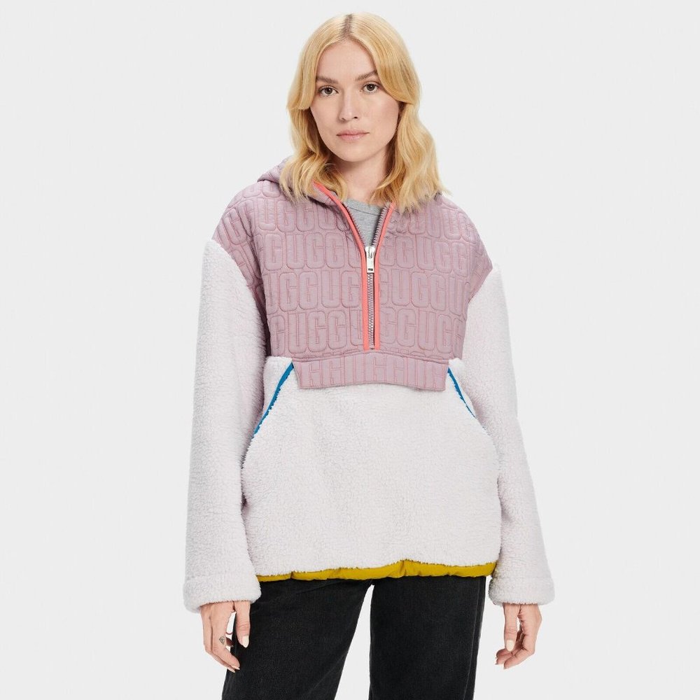 UGG NWT Iggy Sherpa Half-Zip Pullover Pink Salt‎